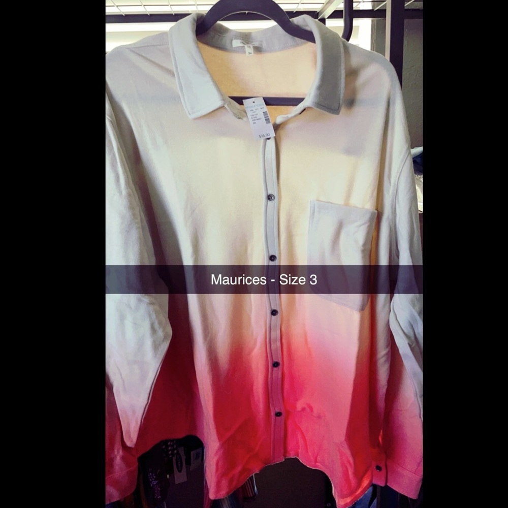 Maurices Button Down Shirt - Fleece Pink Ombré - Size 3